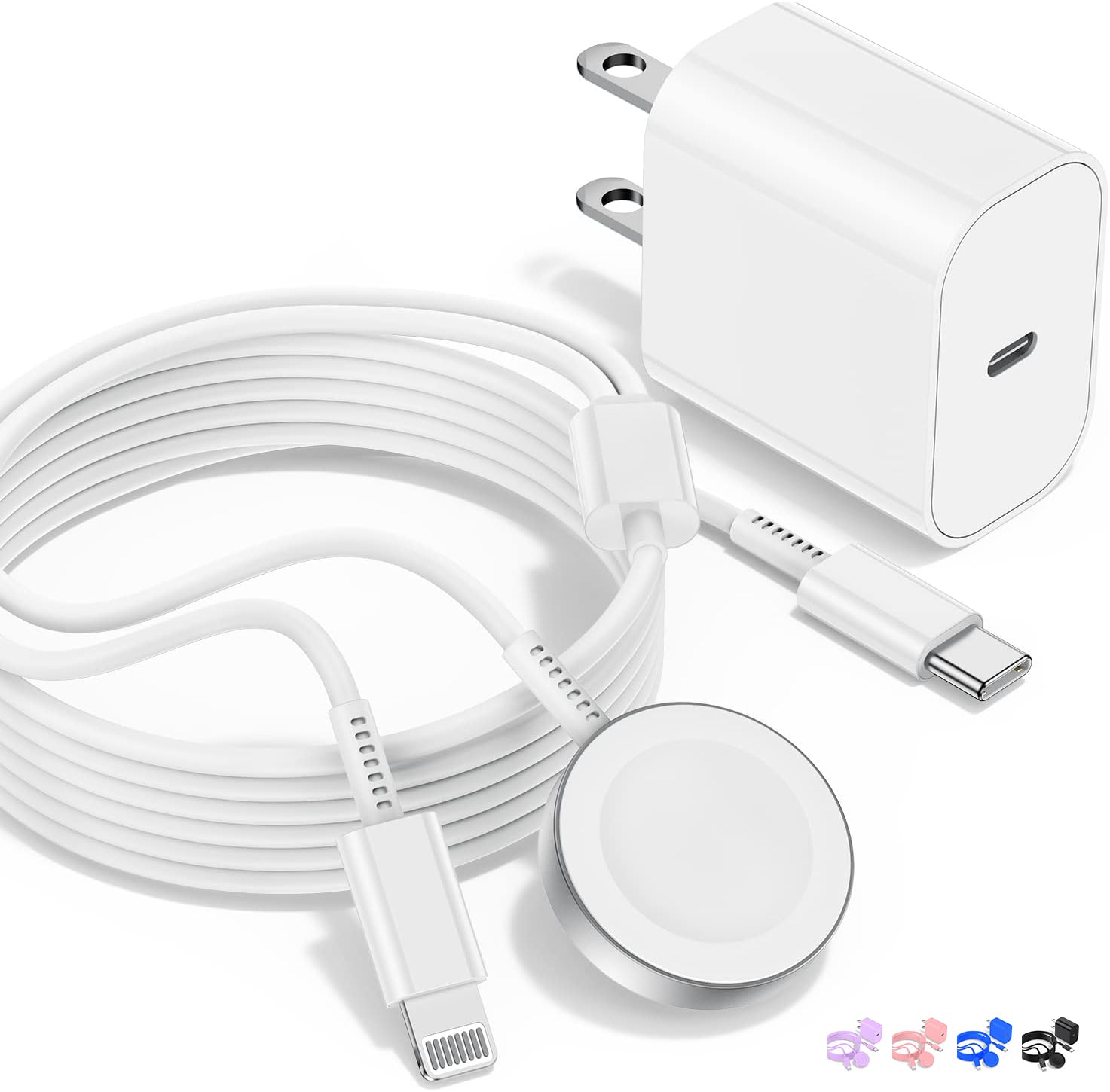 Citelect for Apple Watch Charger,2 in 1 USB C Charger for iPhone＆iWatch,Magnetic iWatch Fast Charging Cable 6ft with 20W Charging Block for Apple Watch Series Ultra 9 8 7 6 5 4 3 SE＆iPhone 14 13-White