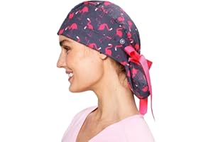 DR. WOOF APPAREL Scrub Caps for Women & Men - Tie Back & Ponytail Hat - Washable & Breathable Material - Surgical Cap for Nurse, Doctor, Vet