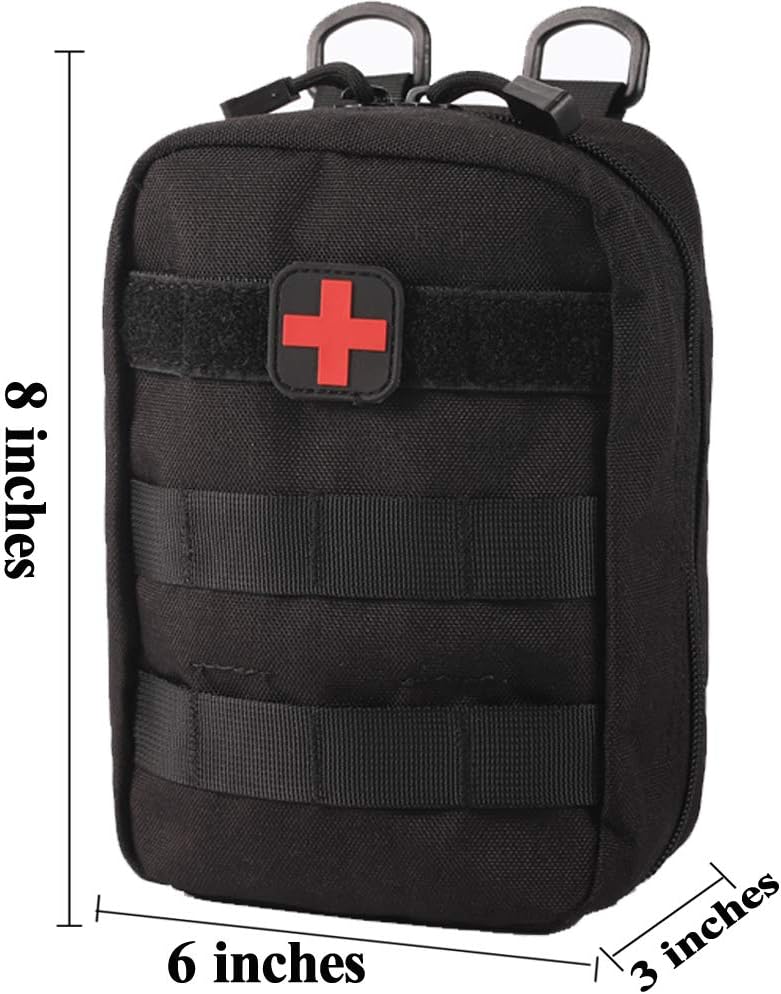 Medical Pouch - 1000D Tactical MOLLE EMT Pouches First Aid IFAK Utility Bag with First Aid Patch and Shear (2 Pack Black) : Sports & Outdoors