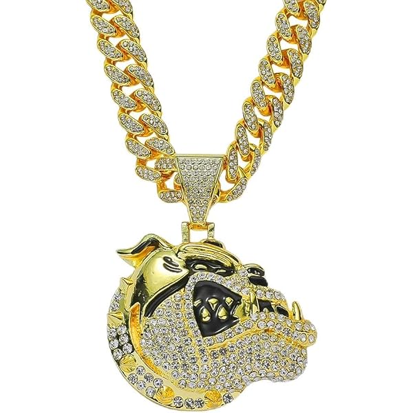 MAXBLING81 Bulldog Gold, Silver Plated Large Bling Pendant & 13mm