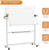 VIZ-PRO Double-Sided Magnetic Revolving Whiteboard 1200x900mm Aluminum Frame view 3