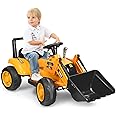Costzon Ride on Car, Excavator Toy w/Front Loader, Horn, Forward/Backward, Controllable Digging Bucket, Digger, 6V Battery Powered Electric Vehicle Construction Tractor, Electric Car for Kids