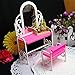 Blackzone Dressing Table Chair Furniture Accessories Set for Barbie Dolls Kids Toy House