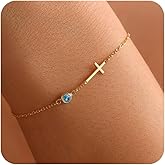 KELAIEN Birthstone Gold Bracelets for Women Non Tarnish Trendy Dainty Charm Cross Bracelet Stack Friendship Bracelets Gold Jewelry