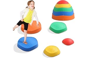 CINDALOG Stepping Stones for Kids, 5pcs Durable Non-Slip Plastic Balance Stones, Promoting Children's Coordination Skills Sensory Play Equipment for Toddlers