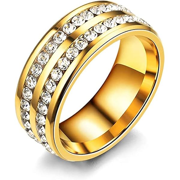 Oakky Women's Stainless Steel Retro Cubic Zirconia Ring - Big CZ Inlaid Wedding Band, Multi Colors - View #4