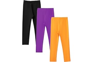 3-Piece Girls' Cotton Leggings, Solid Color Soft Sports Leggings, Suitable for School, Dance, Daily Wear, Sizes 2-9Y