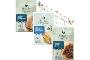 Simply Organic Gravy Mix 3 Pack Bundle, One of each flavor: Beef, Chicken, Turkey | Gluten Free | with blank June Street Market Recipe Card (style may vary)