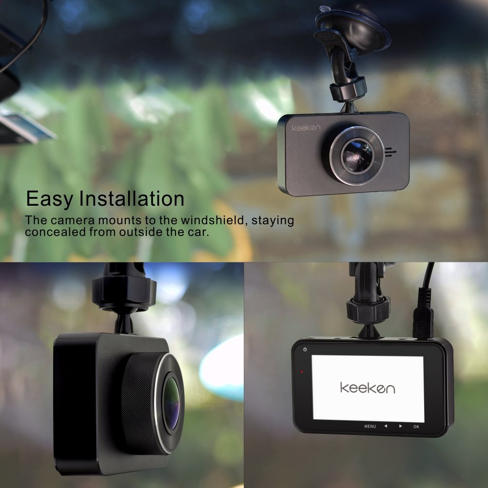 Car Dash cam Recorder,Full HD 1080p,Parking Mode and Wide 156 Degree Angle Large 3 inch LCD,WDR Function Keeken G229