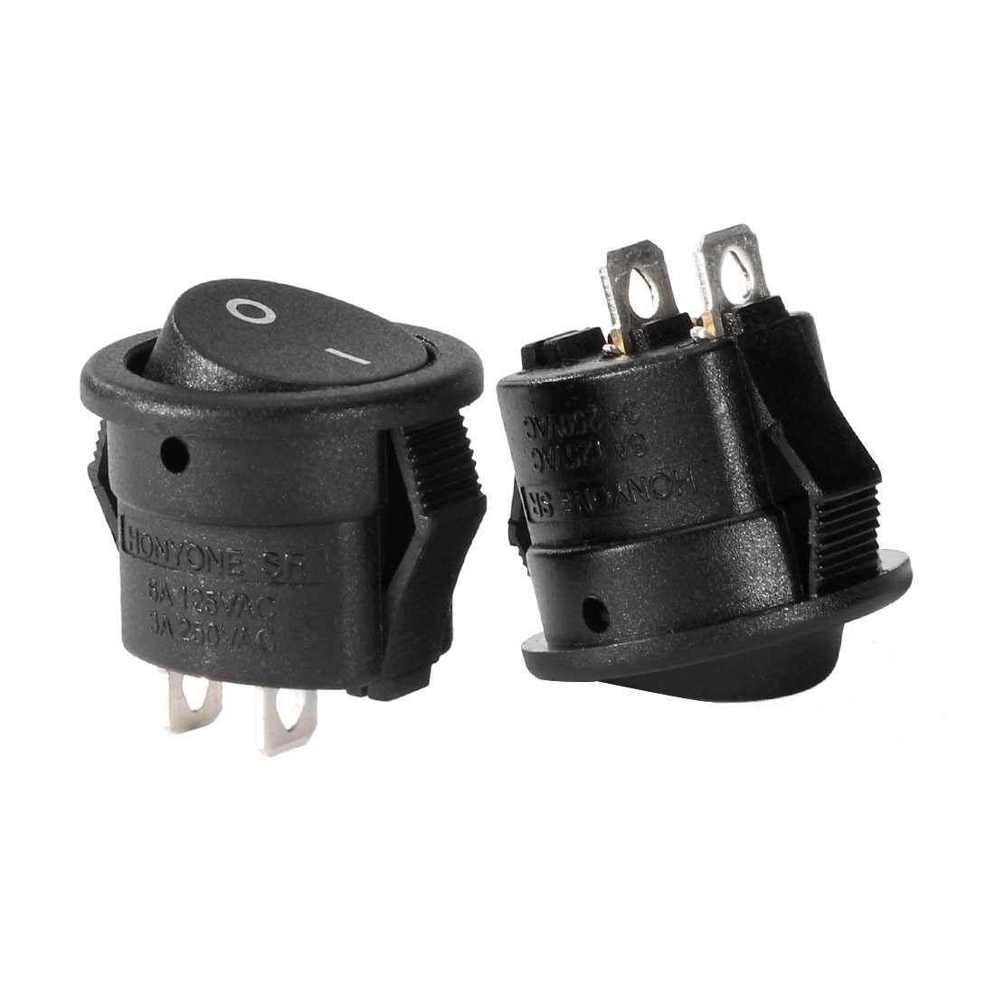 Sourcingmap 10Pcs Small Round SPST Boat Rocker Switch Black AC 250V/3A 125V/6A 2 Position