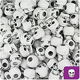 BEADTIN White Antique 11mm Skull Pony Beads (150pc)