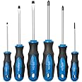 6PCS Magnetic Tip Screwdriver Set, 3 Phillips and 3 Flat, Professional Cushion Grip | 6-Piece Hand Tools Set