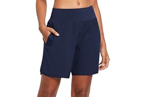 BALEAF Womens' 7" Long Running Athletic Shorts with Liner High Waist Workout Gym Quick Dry Soft Split Leg Zipper Pocket