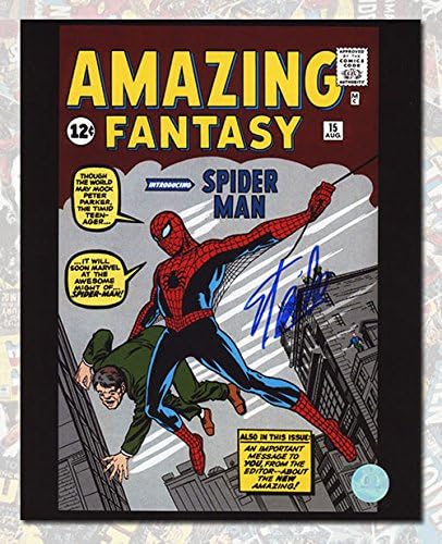Autograph Authentic XCOM10404B Stan Lee Autographed Amazing Fantasy Number 15 Spider Man Comic Cover 11 x 14 in. Photo