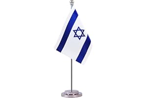 KRMKOT Israel Israeli Desk Table Flag, Small Mini Israel Israeli Desktop Flag,Miniature International World Country,Festival Events Celebration,Office decoration