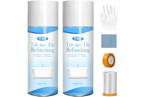 FOBET Tub and Tile Paint White,Bathtub Spray Paint,Tub and Tile Refinishing Kit,Countertop Repair 450ml (2 Pack),Quick-Dry Porcelain DIY Coating for Bathtub,Sinks,Enamel and Toilets