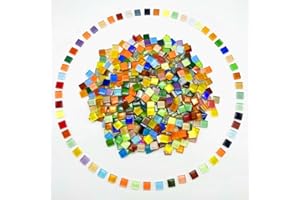 HOZZWHOO 500G/ 1.1LB Bulk Crystal Mosaic Tiles, Assorted Color Opaque Mosaic Glass Crafts Supplies Handmade Crafts for DIY Picture Coaster Home Kitchen Bathroom Mosaic Decoration(0.4x0.4 inch, Colorful)