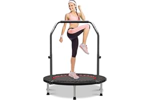 Wonlink 40"/48" Rebounder Trampoline for Adults Mini Trampoline for Adults and Kids Exercise Rebounder with Bar Fitness Trampoline Indoor Height Adjustable Max Load 330/440lbs