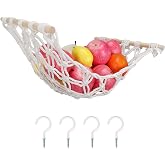 iHansee Hanging Fruit Hammock Under Cabinet, Hanging Fruit Basket for Kitchen Storing Banana Vegetable Produce, Boho Decorati