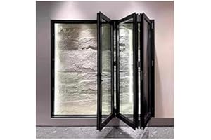 PFCDZDU Folding Sliding Window, Replacement Ventilation Serving Window with Aluminum Alloy Frame, Retractable Bifold Divider 