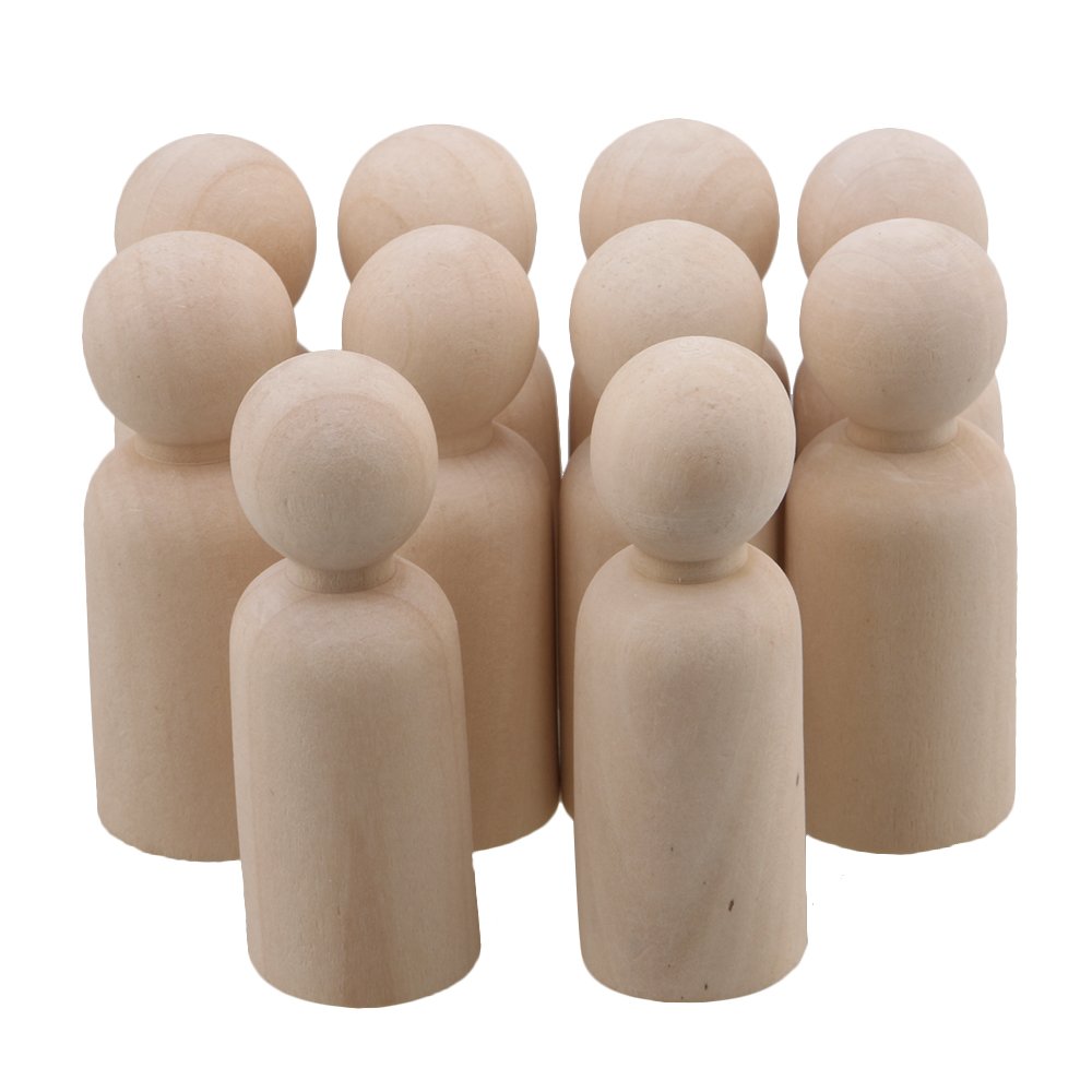 BQLZR 65x25mm Blank Male Wooden Small People Peg Doll Body for Arts Crafts and Painted Wedding Cake DIY Pack of 10