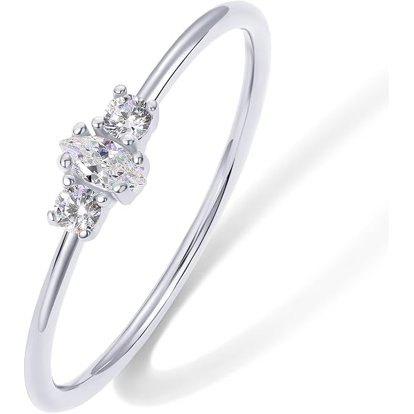 HONEYCAT Dainty Crystal Baguette Ring - Minimalist Gold, Rose Gold, Or Silver Delicate Jewelry (Rose Gold, Size 6)
