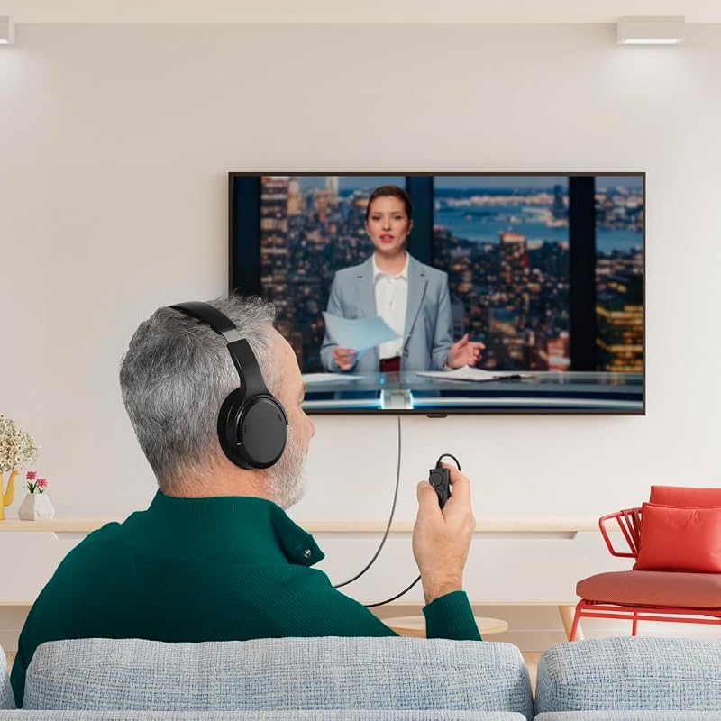 TV Kopfhörer mit Kabel, 6m, getrennte Lautstärkeregelung Links/rechts