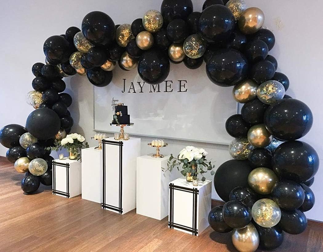 Beaumode DIY Black&Gold Balloon Garland Arch Kit 82pcs Balloons for Countdown Birthday New Year’s Eve Backdrop Bachelorette Wedding Party Centerpiece Graduation Anniversary Party Decoration: Toys & Games