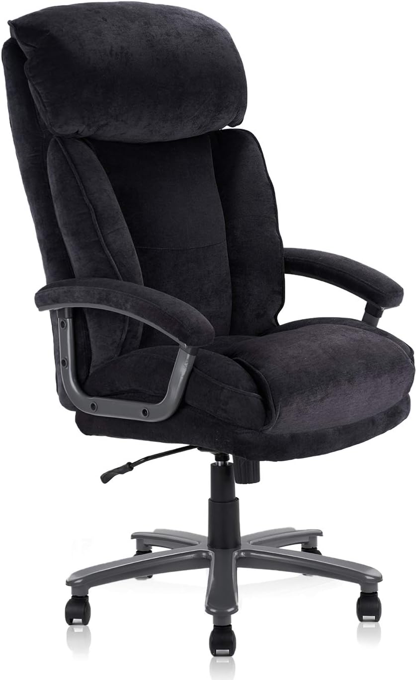 Amazon Com Clatina Ergonomic Big And Tall Executive Office Chair With Upholstered Swivel 400lbs High Capacity Adjustable Height Thick Padding Headrest And Armrest For Home Office Black Furniture Decor