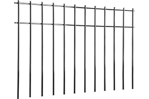 Adavin Animal Barrier Fence, 10 Pack 20in(L)X12in(H) No Dig Black Garden Fencing, Underground Pet Dog Rabbits Fences Panel, Galvanized Steel Stakes 1.6in Spike Spacing,Outdoor Yard Patio.Total 17Ft(L)