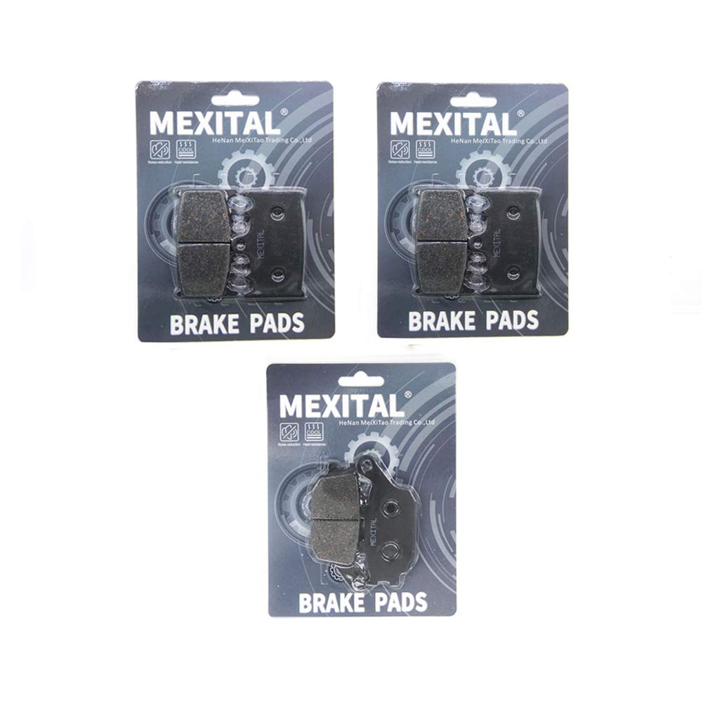 MEXITAL One Set Motorbike Brake Pads Front and Rear for GSF650 Bandit/GSX 650 (08-14) / SV 1000 (03-07) / GSF 1250 Bandit (07-16) / GSX 1250 (10-16) GSF 1200 Bandit (06-10) MXB158-158-174