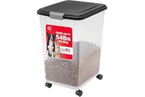 IRIS POWER TOOL CASE パワー ツール ケース IRIS USA Airtight Dog Food Storage Container, Up to 54 lbs, Attachable Wheels, For Dog Cat Bird and Other Pet Food Storage Bin, Keep Fresh, Translucent Body, Easy Mobility, Black