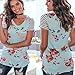 Sagton Women's Floral Print T-shirt Casual Soft Striped Short Sleeve Blouse Tops