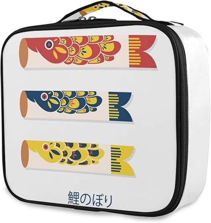 Amazon Kaaridream メイクボックス プロ用 便携式 大容量 機能的 化粧ポーチ鯉 和風 和柄 白 ホワイト 可愛い かわいいコスメ収納ボックス 仕切り 化粧 メイクケース 出張 海外旅行 携帯用 化粧品収納 Kaaridream 化粧ポーチ 通販