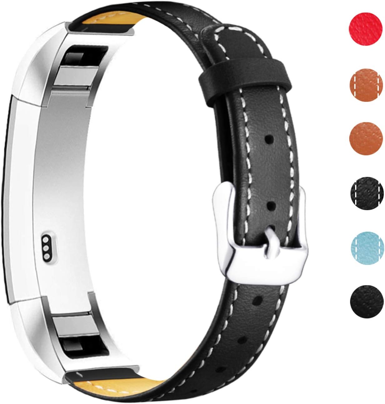 Mornex Strap Compatible Alta and Alta HR Genuine Leather, Classic Adjustable Replacement Wristband with Metal Connectors Fitness Accessories
