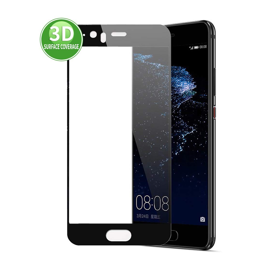 X-Dision 3D Protective Film Compatible with Huawei P10 Plus (Black), HD Full Screen Protector, Complete Cover Protection, 9H Hardening Glass, Fingerprint Resistant and Anti-Shatter