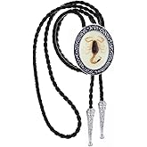 HUABOLA CALYN Bolo Tie for Men Women, Native American Rodeo Cowboy Turquoise/Scorpion/Tiger Eye/Black Agate Leather Necktie