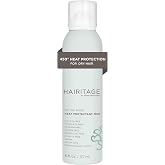 Hairitage Argan Oil Heat Protectant Spray for Dry Hair and Re-Heat Styling - Hydrating and Conditioning Formula - Argan Oil + Rice Protein - Protects Hair Up to 450&deg;F for Re-Heat Hair Styling - 5 oz