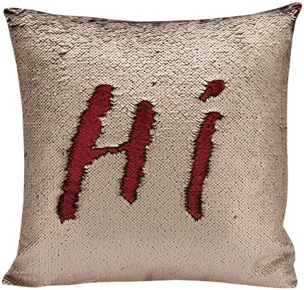 Mishion Decorative Mermaid Pillow Reversible Sequins Pillow Cases Throw Cushion Cover No Pillow Insert Red and Champagne 16 X 16"(40x40cm)