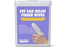 LISVEORY 100Pcs Dog Ear Wipes, Pet Ear Cleaning Finger Wipes for Dogs & Cats, Soft Otic Cleaning Pads, Remove Wax, Dirt & Stop Smelly, Itchy, Non-Irritating Sooths & Deodorizes, Extra Wide Ear Wipes For Dog