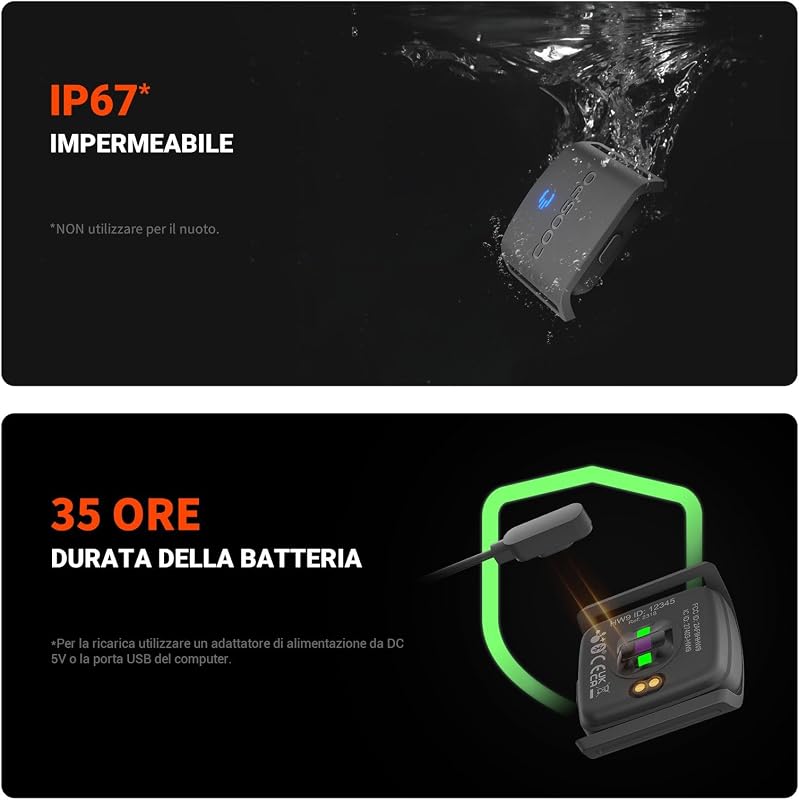 HW9 Fascia Cardio da Braccio, Ant+ Bluetooth5.0 Cardiofrequenzimetro Braccio Ottica Impermeabile IP67, Compatibile con Wahoo Fitness Strava Zwift Elite HRV