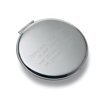 Diamandi Taschen Spiegel Mit Persönlicher Text Gravur Auf Beiden Seiten I Versilbert I Eigenen Spruch Gravieren Lassen