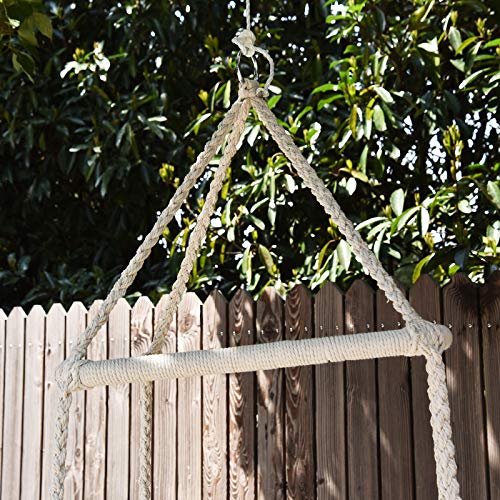 Outsunny Hängesessel Hängeschaukel Schwebesessel Hängestuhl Vintage Ethno wetterfest UV-beständig Baumwolle + Metall Beige Ø80 x H150 cm bis 100 kg – Bild 4