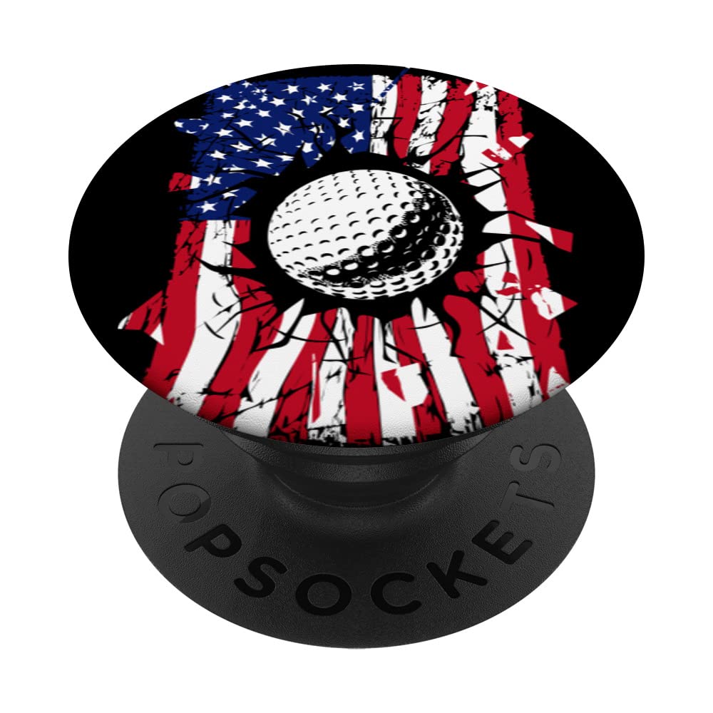 Golf Torn USA American Flag Golf Player Sport PopSockets Swappable PopGrip