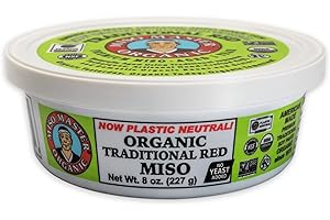 Miso Master Organic Traditional Red Miso (Aka Miso), Gluten-Free, USDA Organic, Kosher, Vegan, Non-GMO, Unpasteurized, Naturally Fermented, Handcrafted in USA, 8 oz tub