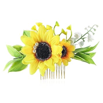Amazon Com Fangsen Gold Wedding Sunflower Hair Comb Bride Hair