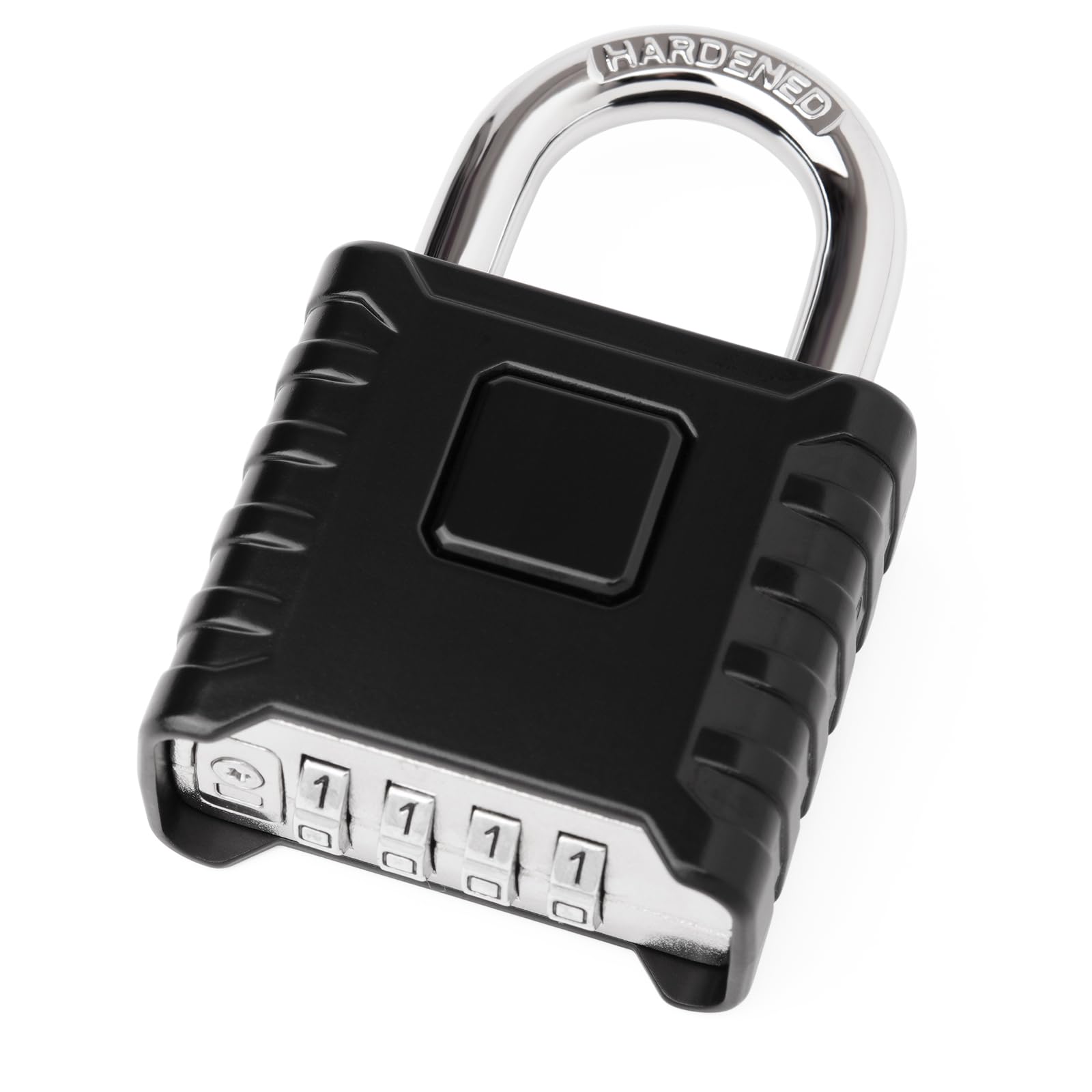 Weielt Heavy Duty Combination Padlocks Outdoor, 52mm Stainless Steel 4 Digit Locker Code Padlock Weatherproof with Hardened Steel 8mm Diameter Shackle for Gates, Shed, Fence, Warehouse (Black)