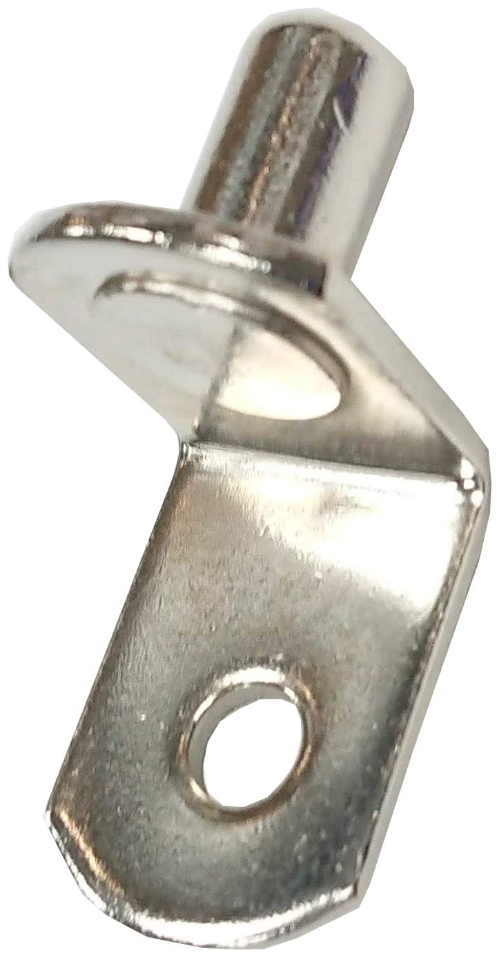 Merriway BH06744 (50 Pcs) Steel Shelf Supports Lap Type with Hole, Nickel Plated 5mm Diameter Pin - Pack of 50 Pieces