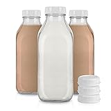 Stock Your Home Liter Glass Milk Bottle with Lid