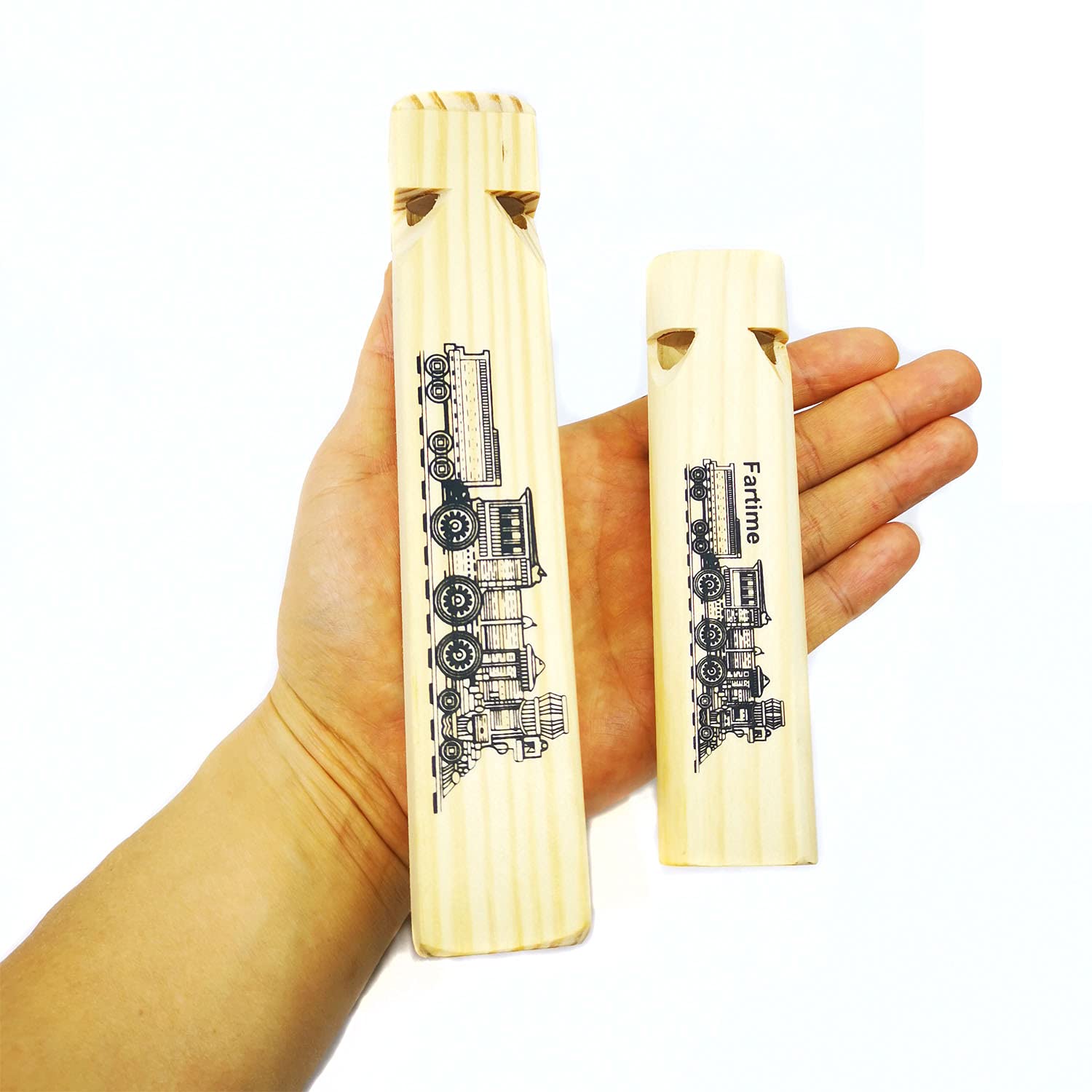 2PCS-Wooden Train Whistle Musical Toy for Kids—4 Tones 7.4